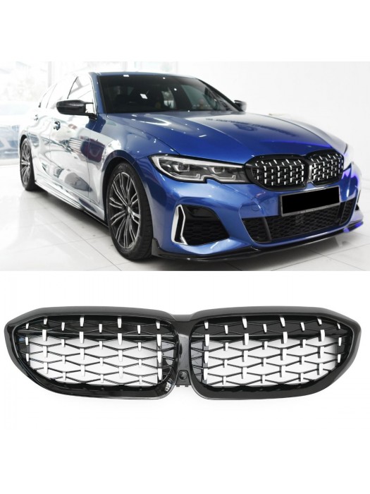 Maska BMW 3 G20/G21 (2019-2022) styl diamant (černá chrom)